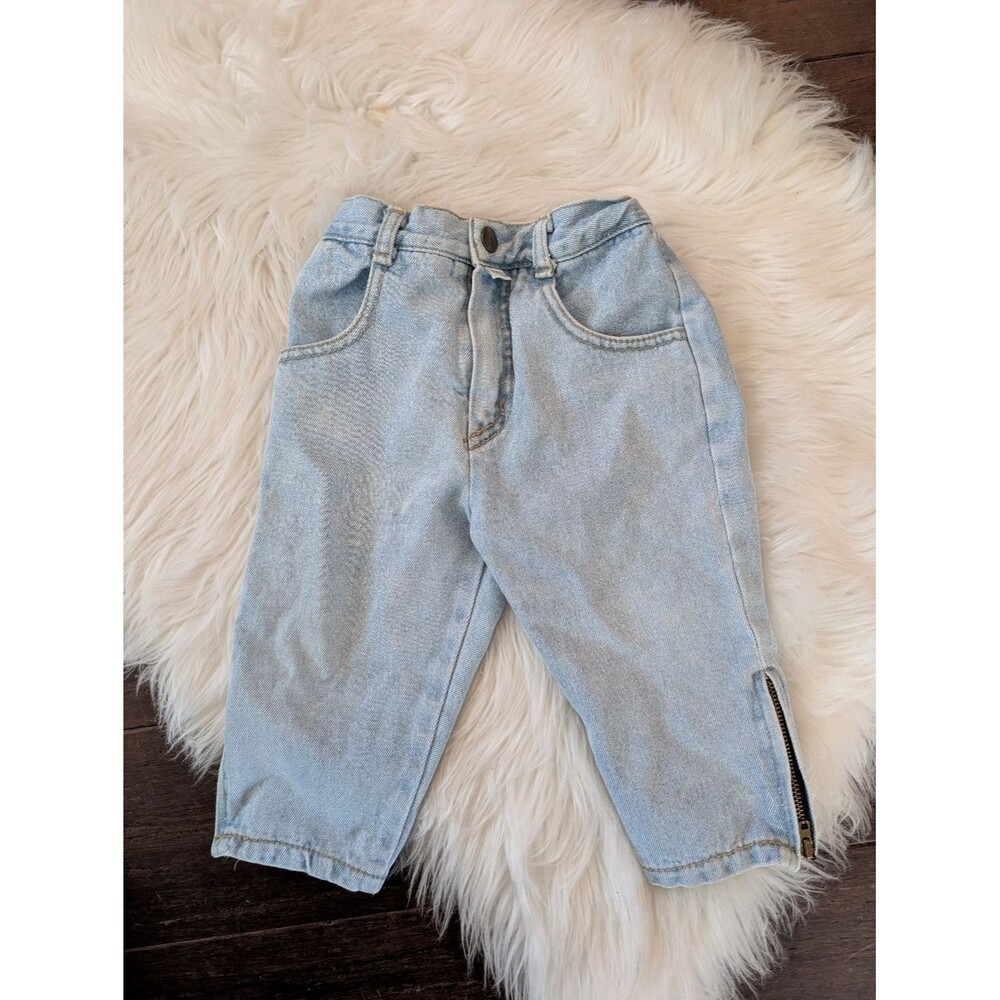 Vintage 90s Baby Guess Light Wash Denim Jeans Snap Button Side Zip 2T
